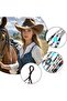 Denim headband 6pc turquoise beads Western cowboy style. - 2