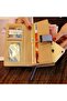 Women's apricot leather horizontal zipper mid-length leaf wallet. - 2