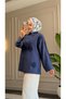 6598 - Stylish Comfortable Floral Embroidery Detailed Woven Soft Viva Fabric Women's Shirt - 5