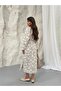 Floral Jacquard Buttoned Belted Shirt Dress 9116 - Mink - 8