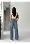 Tinted Embroidered Belt with Stone Detail Embroidered Straight Jeans Pants - 5
