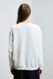 Karius women's organic cotton oversize round neck white sweatshirt with fleece lining - 6
