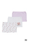 Girls' Cotton Ribbed 6-Piece Patterned Boxers - 2