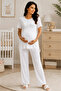 Women's Ecru Lace Detailed Cotton Viscose Maternity 3-Piece Pajama Set - 2