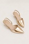Over Shiny Pointed Toe Open Back Stiletto Banded Evening Dress Short Heeled Women's Shoes Gold - 3