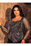 Plus Size Black Beaded Sequin Maxi Dress - 5