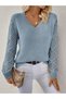 Women's Long Sleeve V-Neck Sleeve Hollowed Out Diamond Pattern Detailed Knitwear Sweater