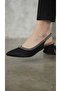 Stone Striped Short Heeled Open Back Casual Women's Classic Stylish Shoes 3 cm - 7