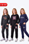 Girl's 3-Piece Printed Crew Neck Double Pocket Tracksuit Set