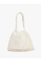 Knitted Textured Long Handle Lined Drawstring Large Mesh Shoulder Bag