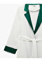 Crepe Fabric Belted Contrast Long Sleeve Kimono - 3