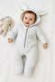Kapıtone Rabbit Design Hooded Baby Jumpsuit with Booties 14019