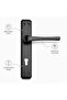Matte Black Door Handle Set with Long Backplate, Modern Interior Door Lever with Lock Hole, Heavy-Duty Hardware Pack for Bedroom, Bathroom, and Office (Front & Back Pair) - 6