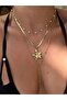 Pearl Chain Flower Steel Triple Necklace - 3
