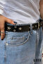 Black Star Detailed Eyelet Belt with Star Studs Unisex Belt - 4