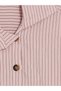 Pink Stand Collar Striped Women's Shirt - 8