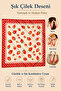 Women's Strawberry Patterned 50X50 cm Satin Scarf, Red Edged Silky Textured Square Neck Hair and Bag Accessory - 4