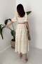 Women's Stone Midi Embroidered Square Collar Balloon Sleeve Pocketed Cotton A-Line Dress - 5