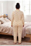 Women's Oversized Printed Long Sleeve 100% Cotton Front Buttoned Pajama Set - 4