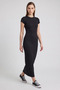 Women's Ribbed Knitted Black Dress - 3