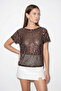 Women's Sequin Detailed Mesh Bitter Brown Blouse - 2