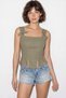 Women's Rope Detailed Corset Woven Dark Khaki Blouse - 4