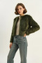 Women's Faux Fur Lined Emerald Green Coat - 2