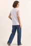 Women's Crew Neck Lace Trim Asymmetrical Cut Relaxed Fit t Shirt White - 6