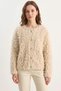 Women's Oversized Fringed Knitwear Beige Cardigan