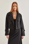 Women's Double-Breasted Boucle Black Jacket - 7