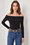 Women's Madonna Collar Black Blouse - 2