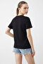 Women's Bead Stone Embroidered Dragonfly Patterned Comfortable Fit t Shirt Black - 5