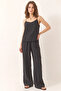 Women's Strappy Woven Black Top and Bottom Set - 2