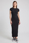 Women's Ribbed Knitted Black Dress - 4