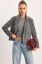 Women's Double-Breasted Collar Lined Jacket with Pocket Detail in Anthracite Cashmere - 2