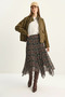 Women's Plaid Patterned Wrinkled Effect Lined Midi Chiffon Skirt De Khaki - 6