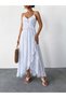 Women's Patterned Slit Detailed Strap Dress