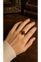Natural Stone Ring with Bee Motif and Agate Stone Adjustable Ring Vintage Copper Ring - 3