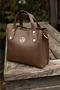 Club Zippered Hand and Shoulder Bag with Strap Brown Arm118 - 2
