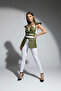 Khaki Faux Leather Armor-Looking Belt with Buckle Detail, Size Accessory - 4