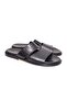 Black Color Genuine Leather Men's Slippers