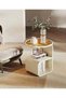 3-Tiers Multipurpose Unique Design Side Table Bedside Table with Storage Shelves Round Glass Top Nightstand for Bedroom Living Room 45x50 cm (Fully Assembled) - 7