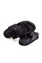 Black Color Laceless Genuine Leather Men's Slippers - 2