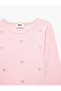 Long Sleeve Crew Neck Cotton T-Shirt with Bow and Stone Detail - 5