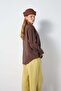 Women's Brown Collar Detailed Modal Fabric Shirt 31189 - 6