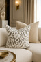Avant-Garde Patterned Beige Mink Throw Pillow Cover 43X43 cm Set of 2