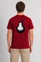 Unisex Linol Print Pear Design T-Shirt - Red