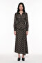 Plaid Draped Midi Skirt Brown - 5