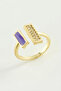 Rectangular stone enamel joint ring - 2