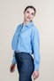 Women's Summer Blue Elastic Waist Striped Short Shirt 70069 - 6
